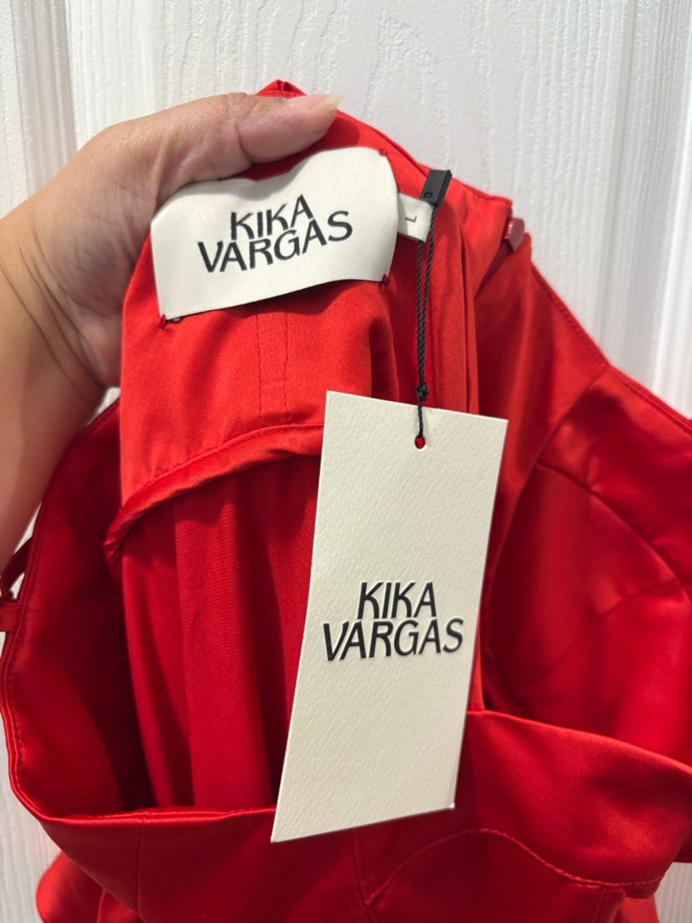 Kika Vargas Tuckernuck Scarlet Ruffled Satin Maxi Dress Size Large NWT - Picture 6 of 7